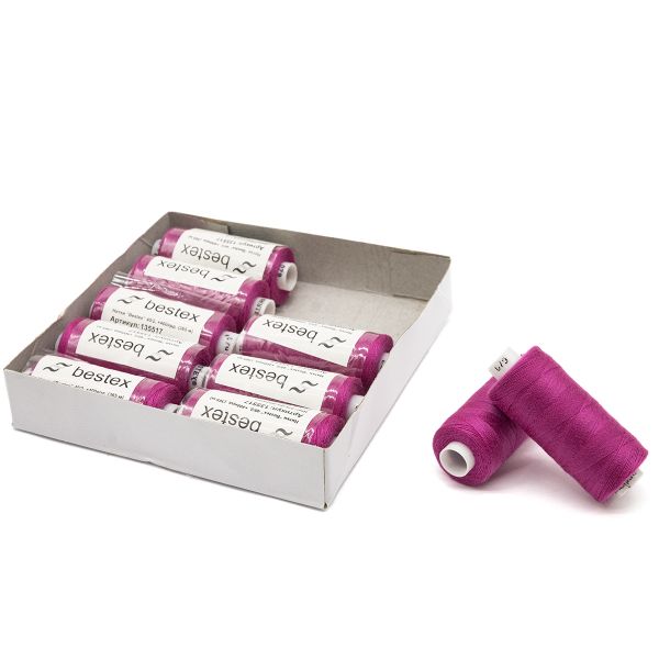 Нитки швейные бытовые Bestex 40/2, 365 м (400 ярд) / 10 кат., 079 яркий цикламен