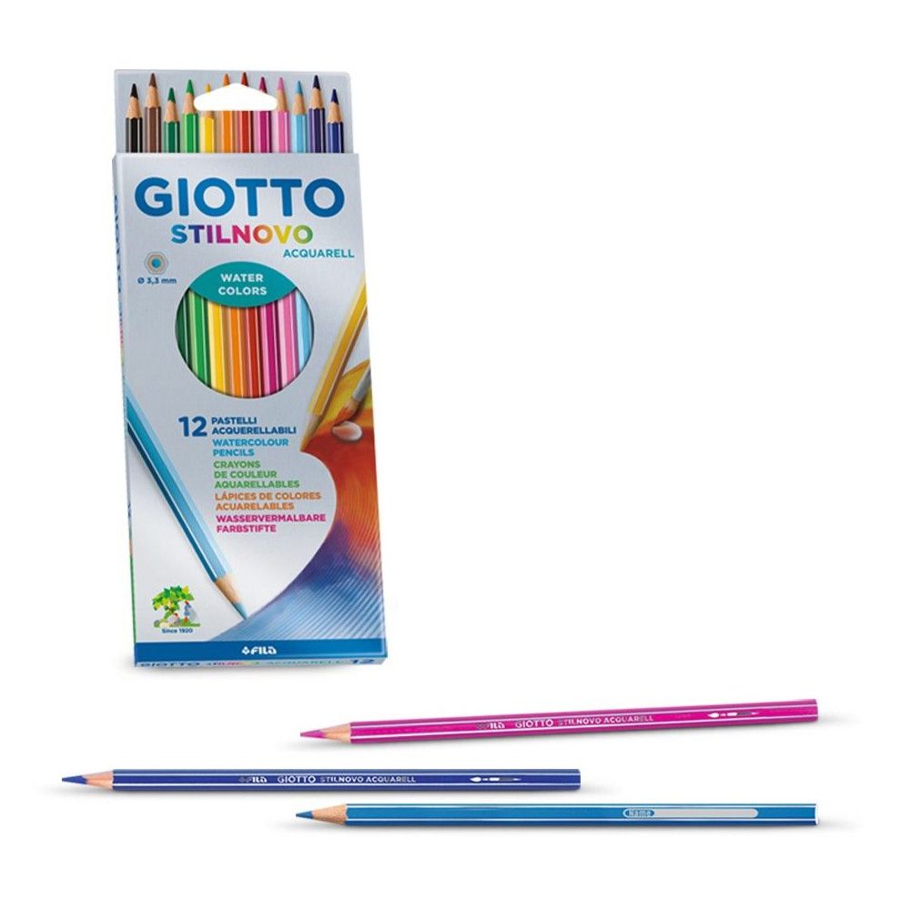 Карандаш цветной акварельный деревянный шестигранный заточенный 12 цв, Giotto F255700