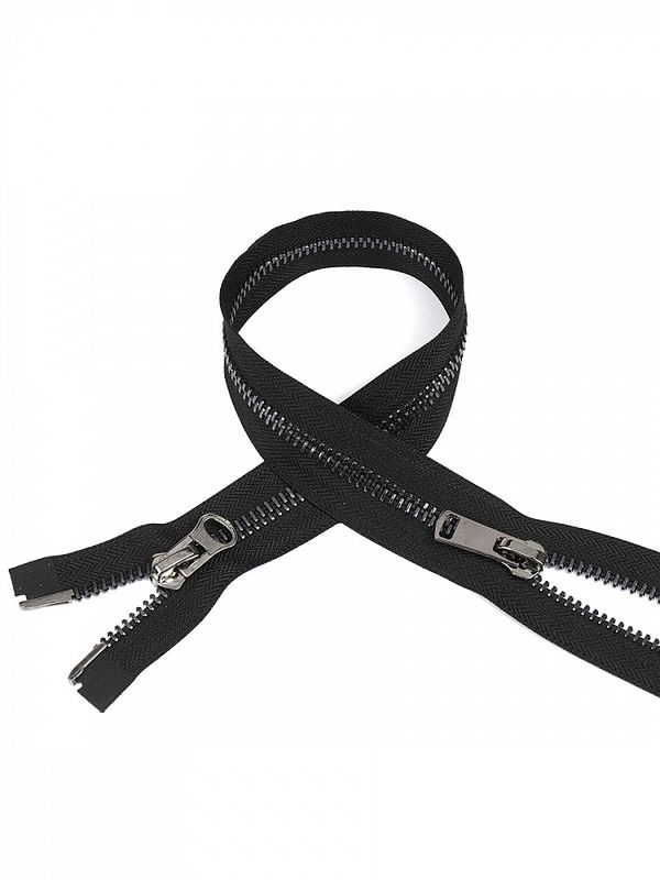 Молния металл Т8 (8 мм) 2 зам., разъем., 90 см, черный никель шлиф.звено, F322 черный, 1 шт, Mzip