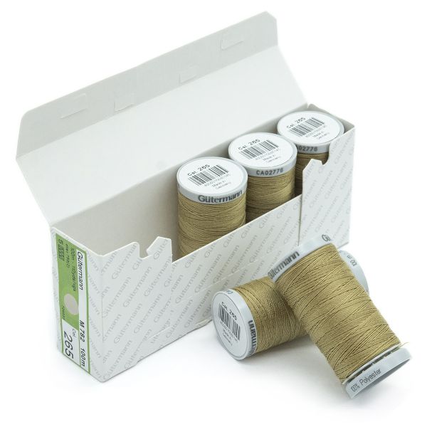 Нитки суперкрепкие Gutermann Extra Strong M782, 100м, 265 серо-песочный, 5 катушек