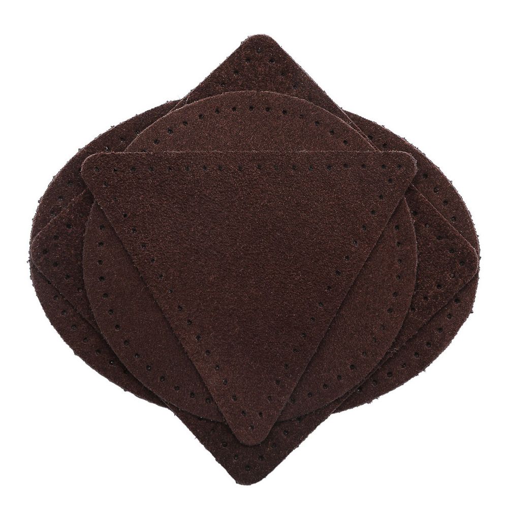 Набор заплаток пришивных из замши, круг, квадрат, треугольник, овал 8см, с перфорацией, 4 шт (21 темно-коричневый), 59743