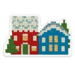 Алмазная (кристальная) мозаика Фрея, магнит Зимние домики, 9х5,5 см