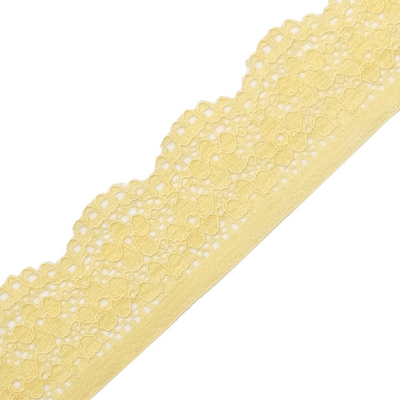 Кружево эластичное (стрейч) 25 мм / 50 метров, желтый, К009.025