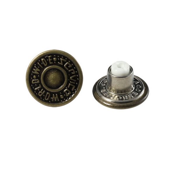 Пуговицы джинсовые ⌀14 мм, фиксированная ножка (БЕЗ ГВОЗДЯ), латунь, 100 шт