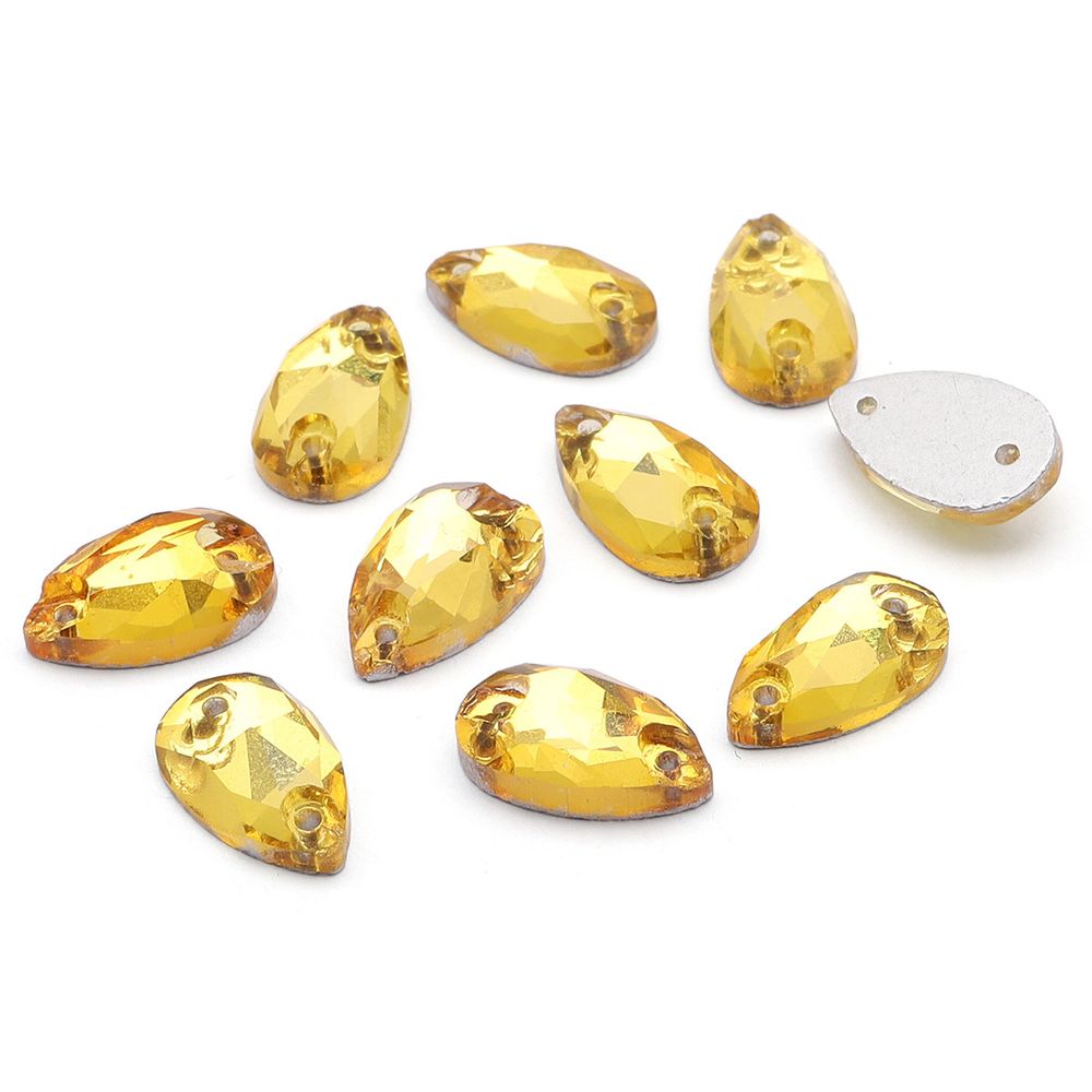 Хрустальные стразы пришивные формы капля, желтый 7х12 мм 10 шт/упак., ХК004НН712