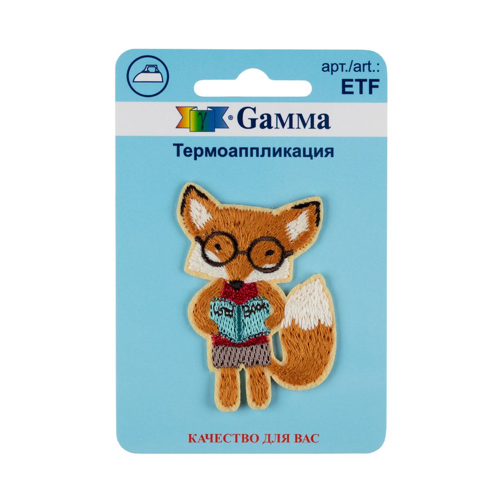 Термоаппликация №03, 1 шт, 01-352 Умный лисенок 3.6х6 см, Gamma ETF