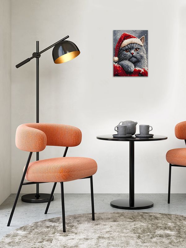 Кристальная (алмазная) мозаика Фрея ALPD-313, на подрамнике, Котик в шапке, 30х40 см