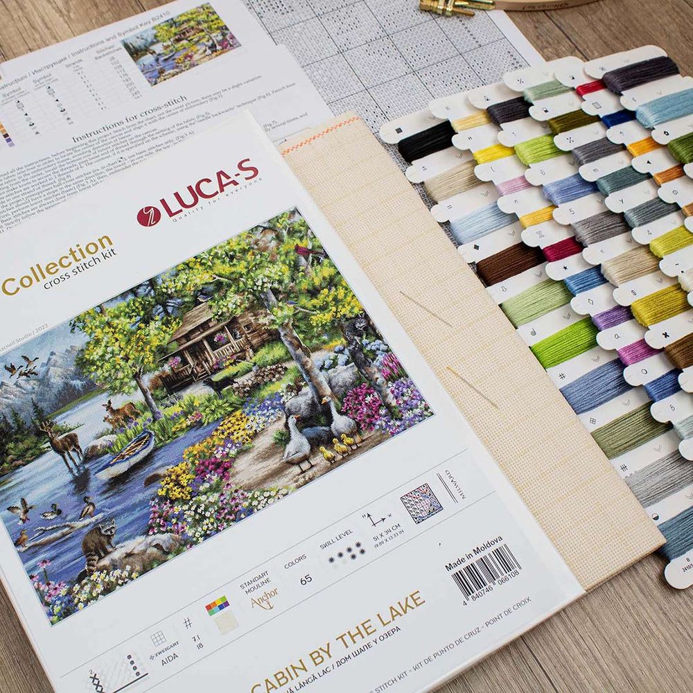 Набор для вышивания нитками Luca-S B2410, Дом Шале у озера, 51х34см