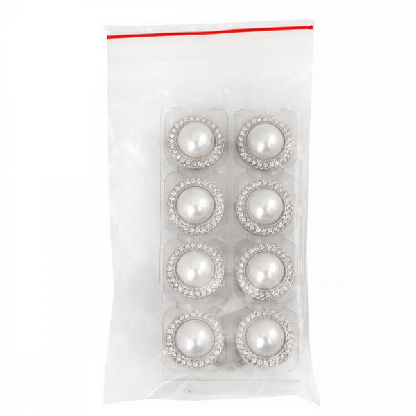 Пуговицы металлические на ножке 32L-20 мм, С-MP15 цв.серебро/перламутр, 10 шт