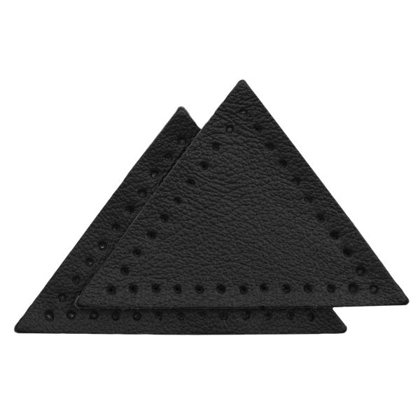 Заплатки пришивные из кожи, треугольник равнобедр., стор. 5см, с перфорацией, 2 шт, 100% кожа, 01 черный, 9901