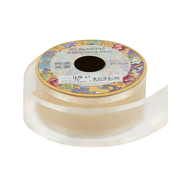 Лента декоративная 40 мм / 10±1 метров, 006 кремовый, Blumentag LRW-43