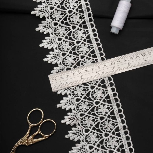 Кружево гипюр (плетёное) 90 мм / 13.7 метров, белый, 3AR1304