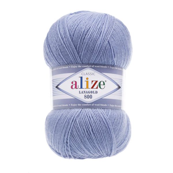 Пряжа Alize (Ализе) Lana Gold 800 / уп.5 мот. по 100 г, 800м, 040 голубой A