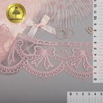 Кружево на сетке с матовой нитью с бантиками 60 мм, диз. 196, цв.розовый уп. 13.71 м, Kruzhevo