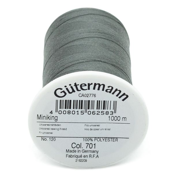 Нитки оверлочные Gutermann Miniking, 1000м, 701 перламутрово-грифельный, 5 катушек