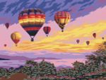 Картина по номерам Фрея, на картоне Полёт воздушных шаров, 40х30 см