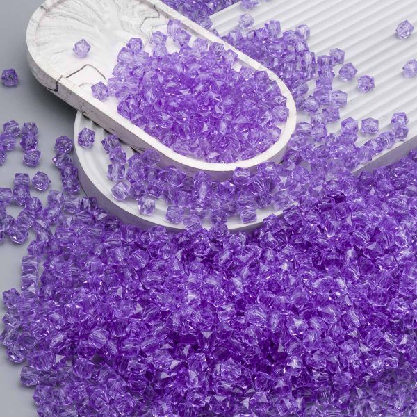 Бусины акрил ⌀10 мм, прозрач. в цвете, граненый куб, 500 г, Astra&Craft (643 лавандовый)