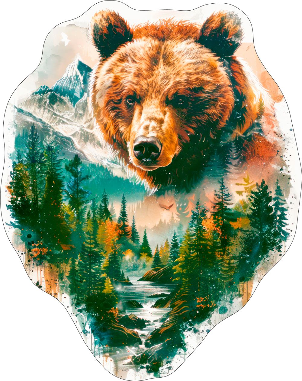 Пазл фигурный деревянный Медведь в тайге 156 элементов, Фрея PZLF-007