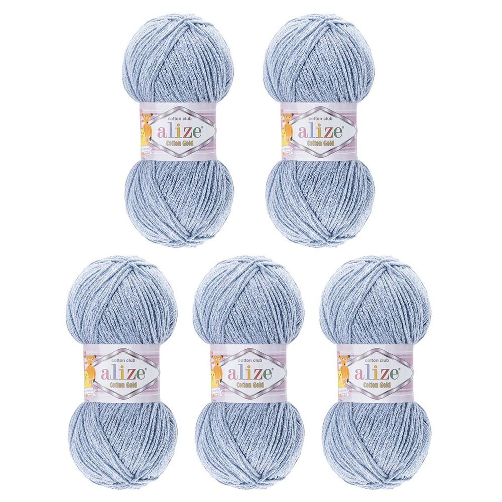 Пряжа Alize (Ализе) Cotton Gold / уп.5 мот. по 100 г, 330м, 481 ледяной голубой