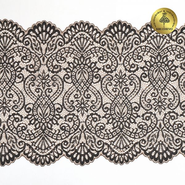 Кружево бельевое эластичное 225 мм / 3 м, 40992 цв.L30 кофе с молоком+черный, Kruzhevo