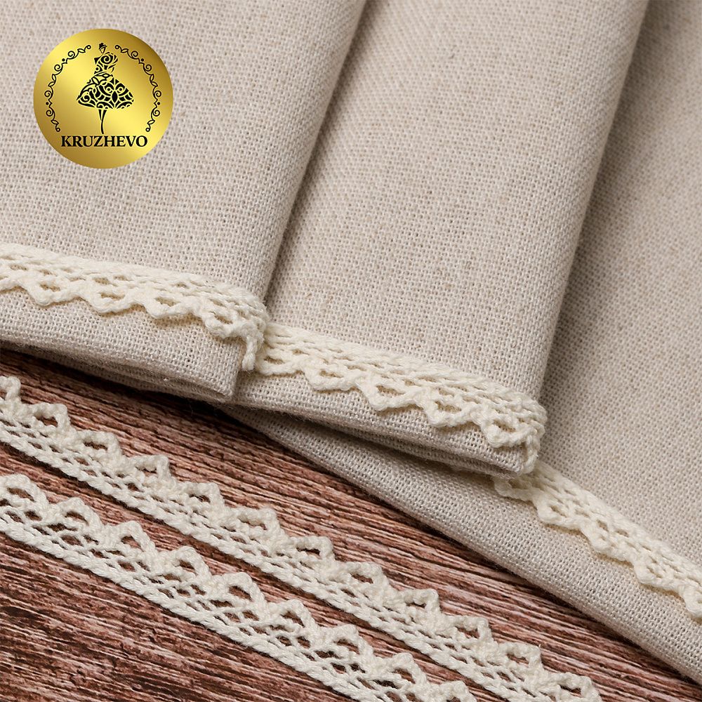 Кружево вязаное (тесьма) 10 мм / 10 метров, цв.28 молочный, Kruzhevo