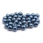 Пуговица-жемчужина 13L (8мм) на ножке, пластик/металл (Blue2 (синий2)), GE01, 32 шт