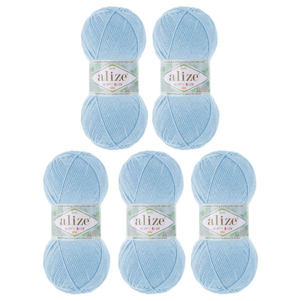 Пряжа Alize (Ализе) Happy Baby New / уп.5 мот. по 100 г, 320м, 183 голубой