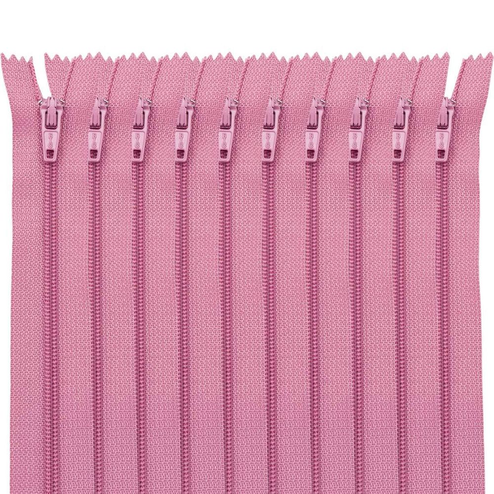 Молния спираль (витая) брючная Т3 (3 мм) 1 зам., н/раз., 20 см, автомат, чайн.роза авт. 20 см, ГР, 30124, 10 шт