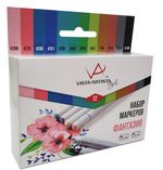 Набор маркеров на спиртовой основе 0.7 - 7 мм, 12 цв. перо круглое/скошенное, 11 -Фантазия, Vista-Artista SMA-12