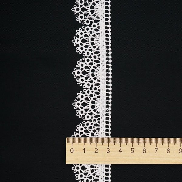 Кружево гипюр (плетёное) 30 мм / 13.72 метра, белый, 3AR3499