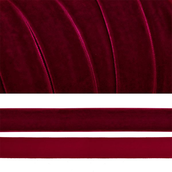 Лента бархатная (тесьма) 20.0 мм / 20±1 метров, нейлон, бордо