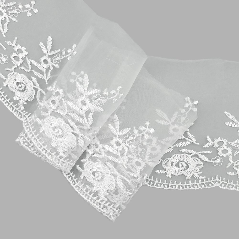 Кружево капроновое широкое 110 мм / 13.71 м, 0574-5001, цв.белый