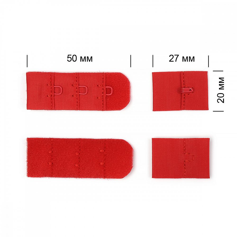 Застежки для бюстгальтера 3х1, 19 мм, 100 шт, SD163 красный