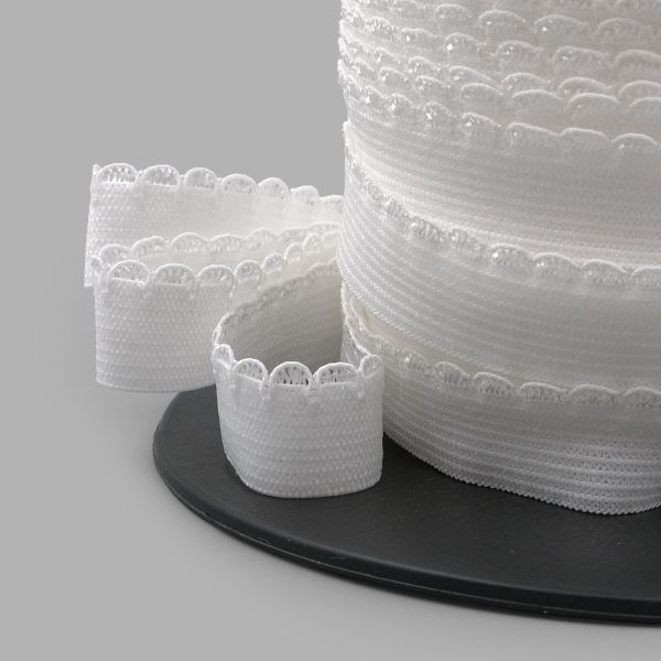 Резинка бельевая (ажурная) 15.0 мм / 50 метров, белый