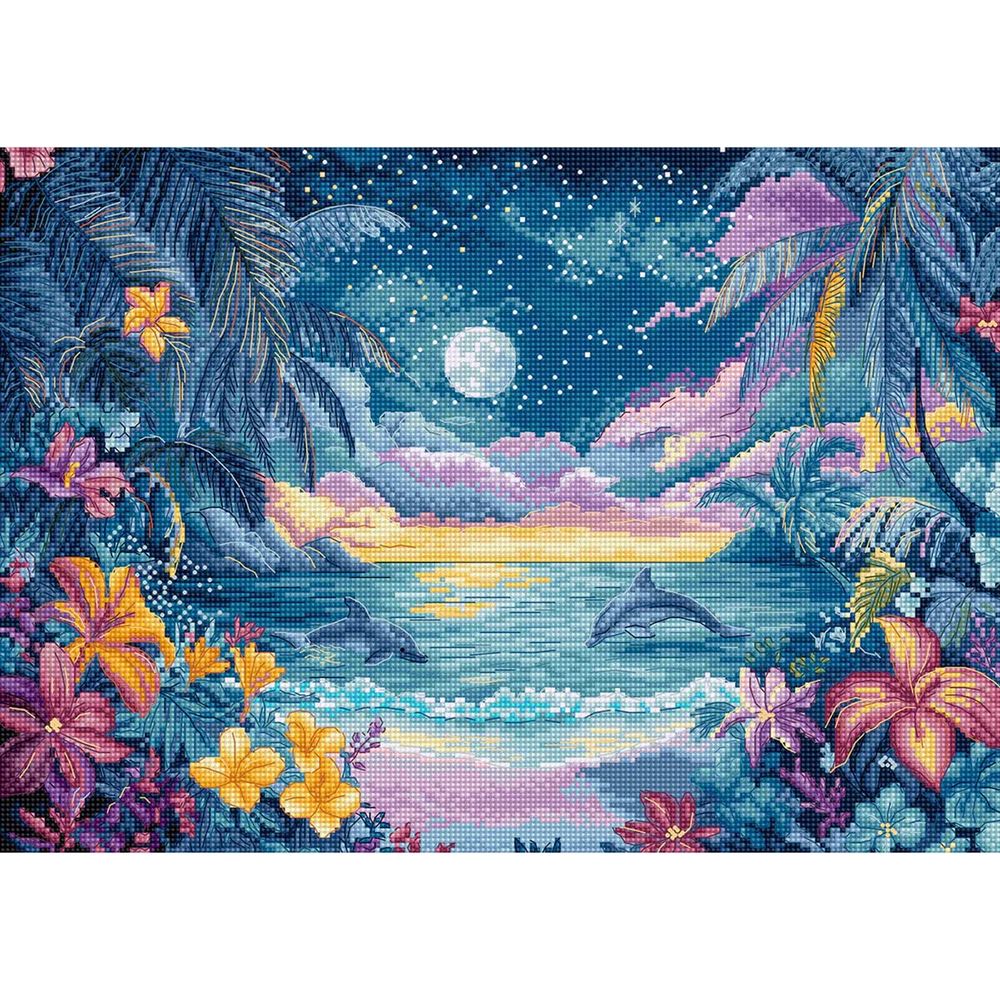 Набор для вышивания нитками LetiStitch L9951, Голубой мираж 32х22см