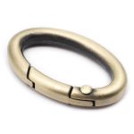 Карабин металл кольцо овал 30х15 мм (40х25 мм), тертая бронза, 10 шт