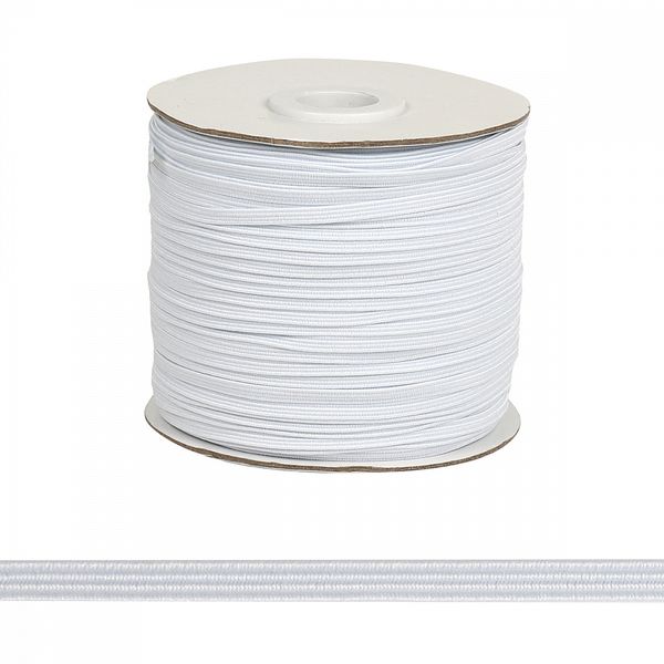 Резинка бельевая (стандартная) 3.0 мм / 100 метров, белый