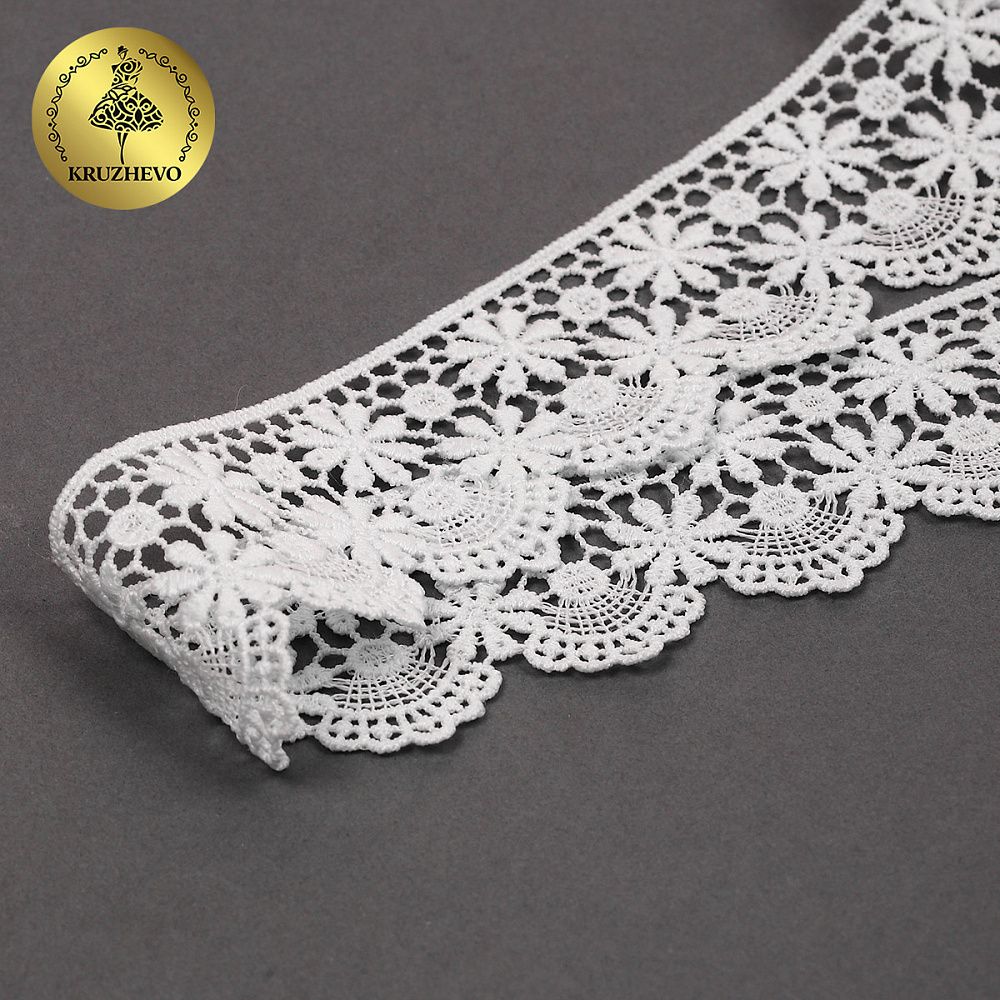 Кружево гипюр (плетёное) 40 мм, матовая нить TBY.0869, цв.белый уп.13.71м, Kruzhevo
