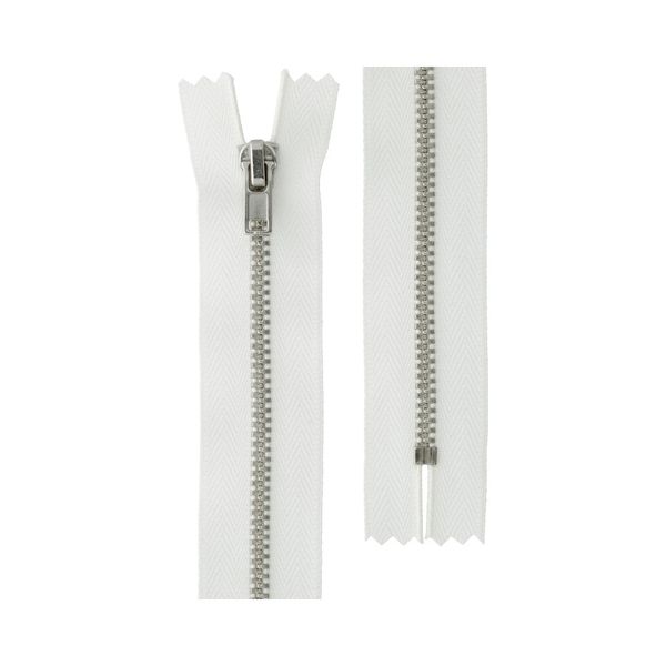 Молния металл Т3 (3 мм) 1 зам., н/раз., 20 см, никель, 001 белый, ZIP 3N Gamma, 10 шт