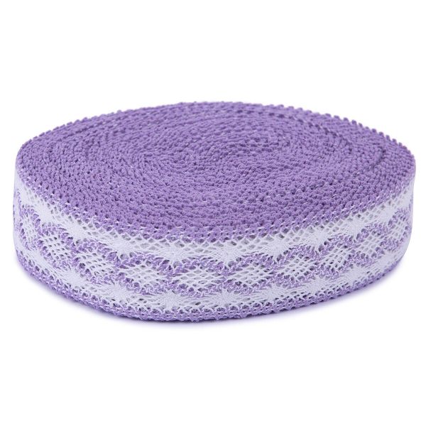 Кружево вязаное (тесьма) 55 мм / 25 м, сирень+белый, Gamma С3749Г17(рис.55.01.156)