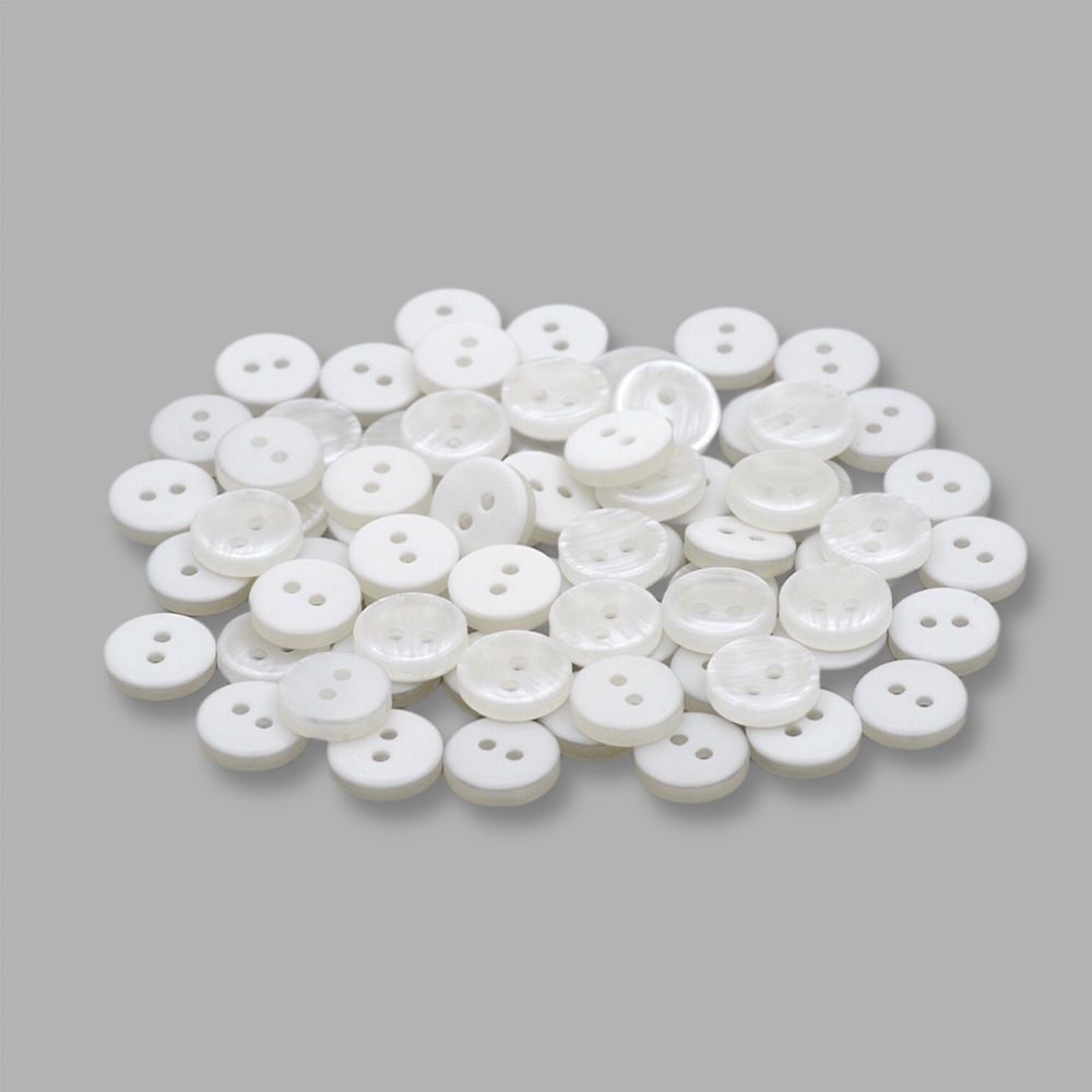 Пуговицы 2 прокола 18L (11мм), пластик (Wht-01 белый), 72 шт, CN 2802