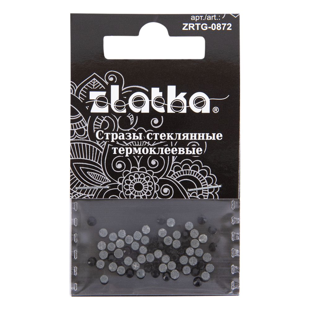 Стразы клеевые стекло 2.4 мм, 360 шт, SS08 №03 черный (Jet), Zlatka ZRTG-0872