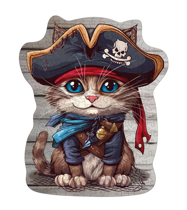 Пазл фигурный деревянный Кот-пират 155 элементов, Фрея PZLF-008