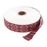 Лента (тесьма) жаккардовая 32.0 мм / 25±1 метров, рис.9624, (1 белый/красный/черный) С1853Г17
