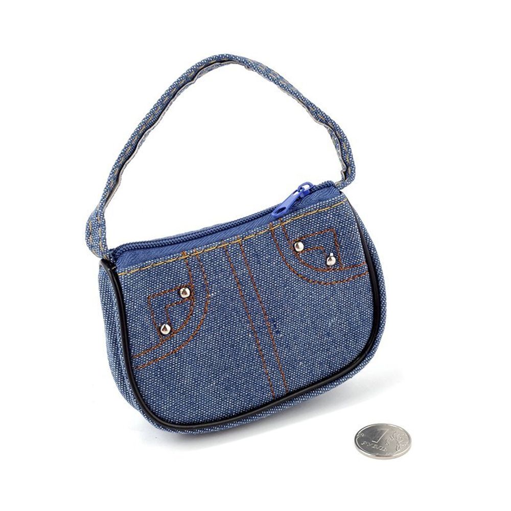 Миниатюра кукольная: Сумочка Bag 70/01 КЛ.21294 100х60х20мм цв.джинс уп.1шт