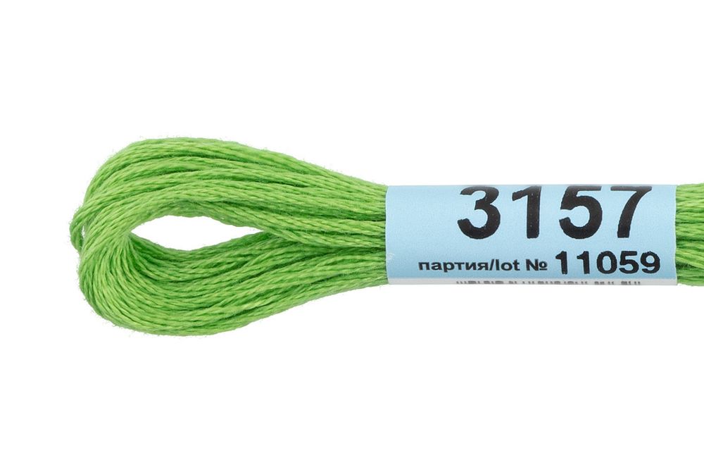 Мулине Gamma 100% хлопок, цв.3157 салатовый, 24 мотка по 8 метров