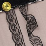 Кружево отделочное в стиле "трикотаж" 28 мм, диз. T-003 цв.черный уп.9м