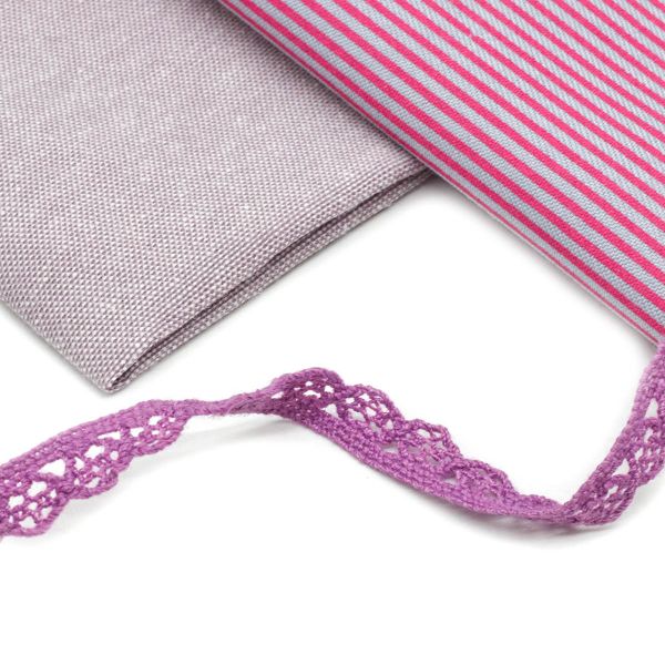 Ткань для рукоделия в наборе с тесьмой (865/511*6420, п/э 50*70см/50*70см*2м), сиреневый, 29386