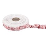 Лента (тесьма) жаккардовая 24.0 мм / 25±1 метров, Орнамент для северных народов, рис 9875 №1 бел/красный, Gamma C3885