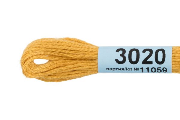 Мулине Gamma 100% хлопок, цв.3020 т.желтый, 24 мотка по 8 метров